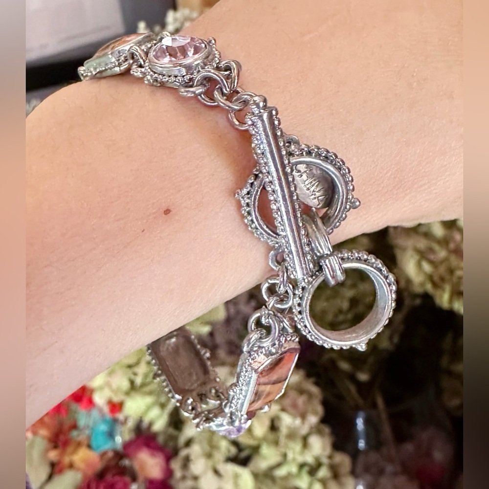 Cookie Lee Abalone Shell Rhinestone Bracelet - Picture 3 of 14